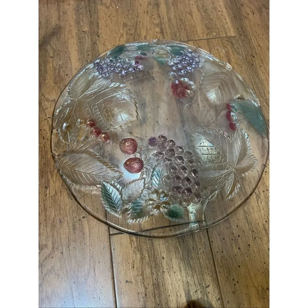 Vintage Savoir Vivre Wild Orchard Chablis Crystal Fruit Bowl/Plate